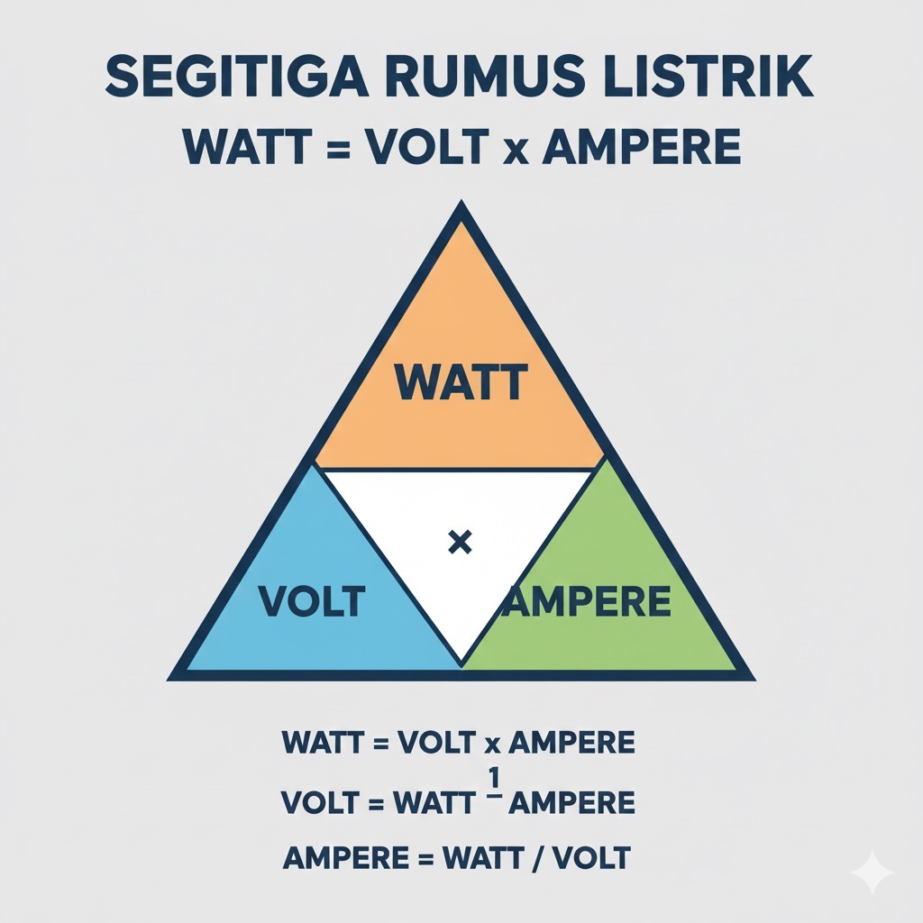 Ilustrasi skema Watt, Volt, dan Ampere
