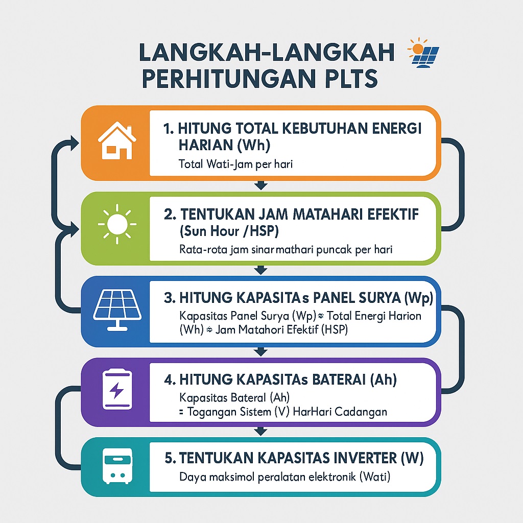 Ilustrasi langkah-langkah perhitungan PLTS